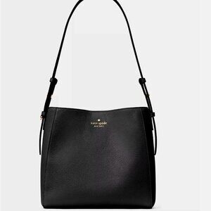New Kate Spade Juliette Medium Bucket Pebble Leather Black
